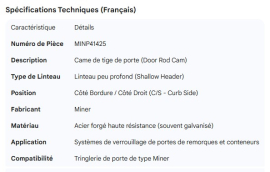 MINER DOOR ROD CAM - SHALLOW HEADER C/S