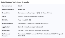 MINER SS DOOR CAM SH, LH TOP/RH BOTTOM