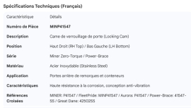 MINER SS DOOR CAM SH, RH TOP/LH BOTTOM