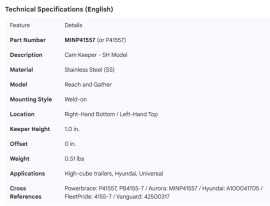 MINER DOOR ROD CAM KEEPER SS