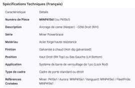 MINER DOOR ROD CAM KEEPER R/H