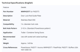 MINER DOOR ROD GUIDE PLATE SS