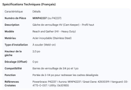 MINER DOOR ROD CAM KEEPER KEEPER HV SS