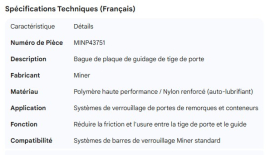 MINER DOOR ROD GUIDE PLATE BUSHING