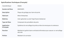 MINER DOOR ROD GUIDE PLATE