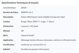 3M REFLECTIVE TAPE RED / WHITE (11/7) 2" X 150'