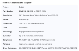 3M REFLECTIVE TAPE WHITE STRIP 2" X 18"