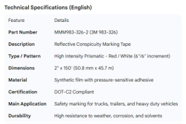 3M REFLECTIVE TAPE RED / WHITE (6/6) 2" X 150'