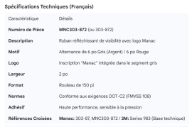 MANAC REFLECTIVE TAPE 6"RED/6"GREY WITH LOGO