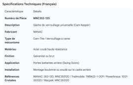 MANAC DOOR ROD CAM KEEPER
