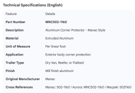 MANAC CORNER PROTECTOR ALUMINUM (PER.FT)