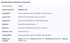 MANAC CORNER PANEL LH & RH PPW (SOLD IN PR.)