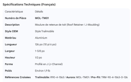 TRAILMOBILE ROOF TRIM ALUM 126"