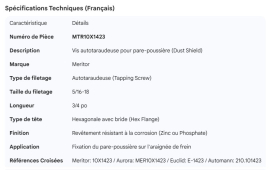 MERITOR TAPPING SCREW FOR DUSTSHIELD