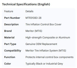MERITOR TIRE INFLATION CONTROL BOX COVER