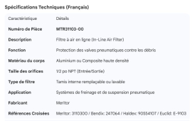 MERITOR IN-LINE FILTER