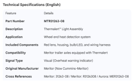 MERITOR THERMALERT LIGHT ASSEMBLY
