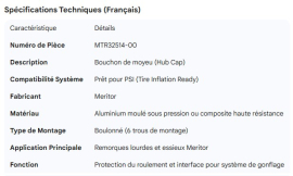 MERITOR HUB CAP PSI READY