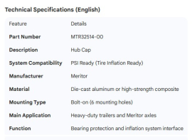 MERITOR HUB CAP PSI READY