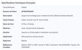 MERITOR BRAKE CHAMBER MTG BRACKET 5" RD AXLE