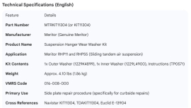 MERITOR HANGER WASHER KIT RHP-11