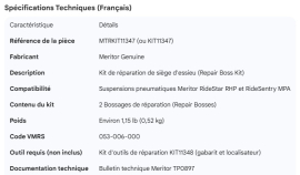 MERITOR AXLE SEAT REPAIR KIT RHP-11
