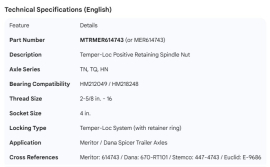 MERITOR SPINDLE NUT TEMPER LOC, TN/TQ, HN, HM212049/218248