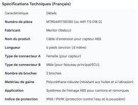 MERITOR ABS SENSOR EXTENSION CABLE (6 FT.)