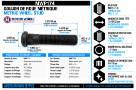 METRIC WHEEL STUD 1-5/16