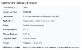 INNER NUT RH GRD8 FOR ALUMINUM WHEEL