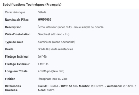INNER NUT LH GRD8 FOR ALUMINUM WHEEL