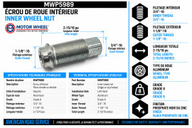 INNER NUT LH GRD8 FOR ALUMINUM WHEEL
