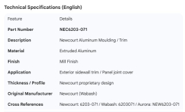 NEWCOURT ALUMINUM MOULDING