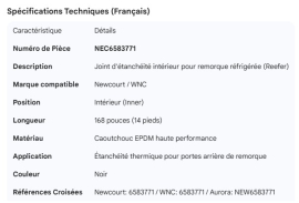 NEWCOURT WNC REEFER SEAL INNER 168"