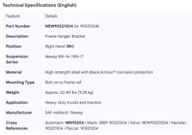 NEWAY FRAME BRACKET RH