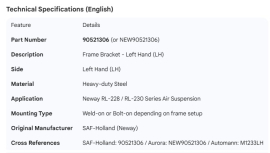 NEWAY FRAME BRACKET LH