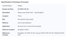 STOUGHTON NOSE POST 110" UNPUCNHED 03-12991-110-00