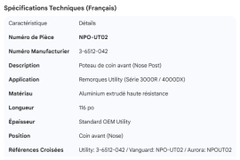 UTILITY NOSE POST 116" 3-6512-042