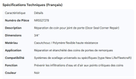 DOOR SEAL CORNER REPAIR 3/4"