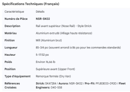 STRICK NOSE RAIL 92" SK47284