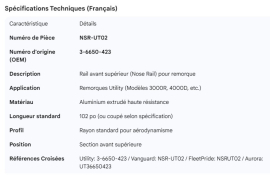 UTILITY NOSE RAIL 3-6650-423