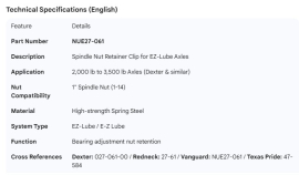 AXLE SPINDLE LOCK WASHER CLIP FOR EZ-LUBE 47-584