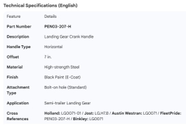 LANDING GEAR CRANK HANDLE 7" HORIZONTAL