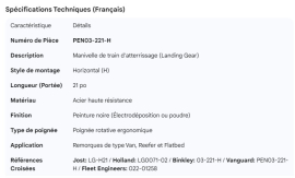 LANDING GEAR CRANK HANDLE 21" HORIZONTAL