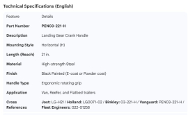 LANDING GEAR CRANK HANDLE 21" HORIZONTAL