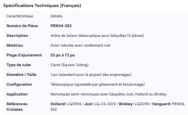 LANDING GEAR CROSS SHAFT 3 PCES 53" - 72"