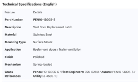 VENT DOOR REPLACEMENT LATCH STAINLESS STEEL