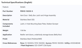 VENT DOOR LATCH AND HINGE SS