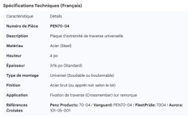 UNIVERSAL CROSSMEMBER END PLATE 4" STEEL