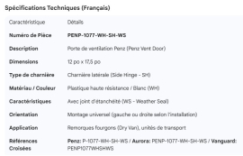 PENZ VENT DOOR WHT 12" X 17.5" SIDE HINGE